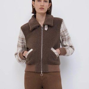 NWT JONATHAN SIMKHAI BOBBI BRUSHED WOOL BOMBER JACKET